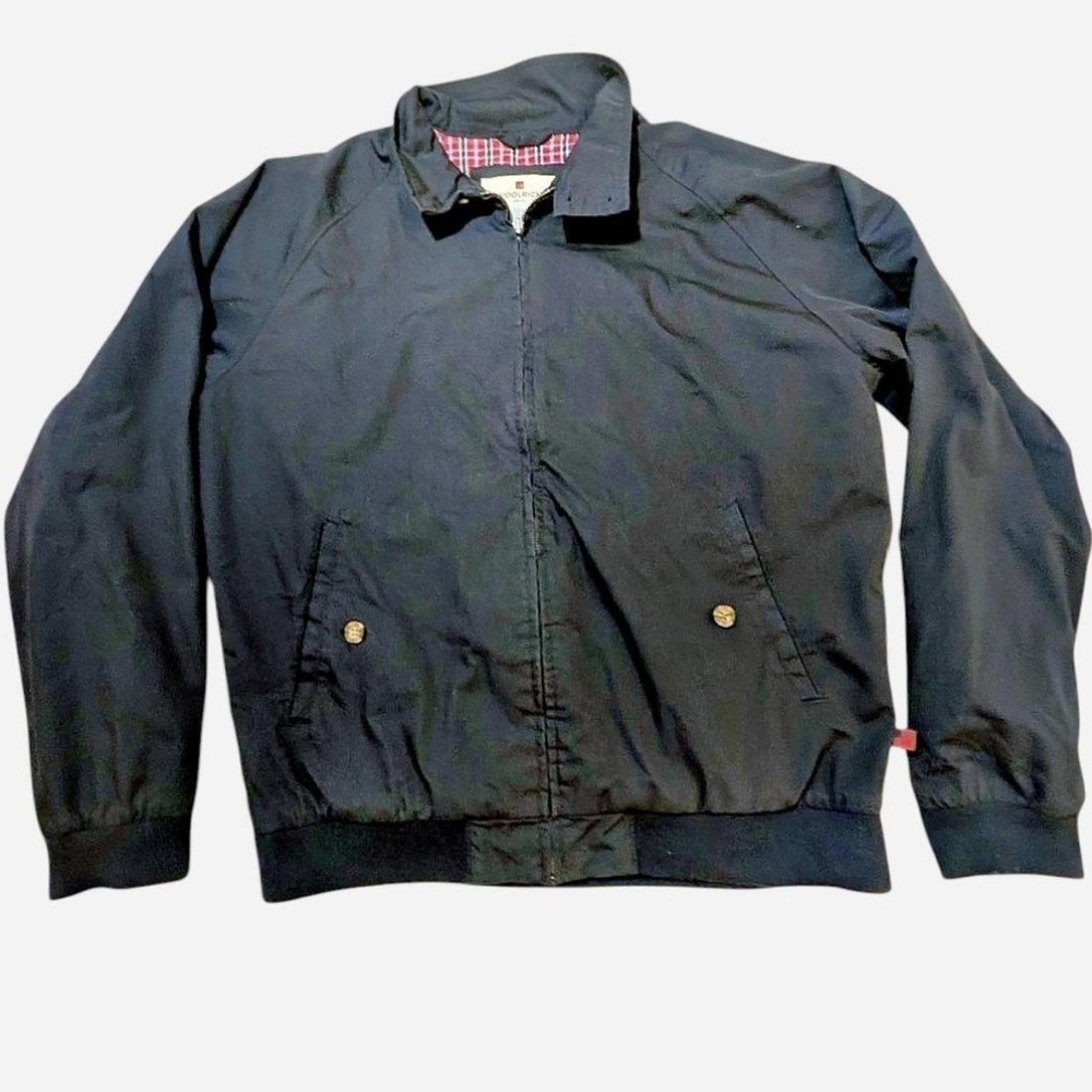 Woolrich Men's Navy 100% Cotton‎ Flannel Lined Jacket Button Detail Zipper L